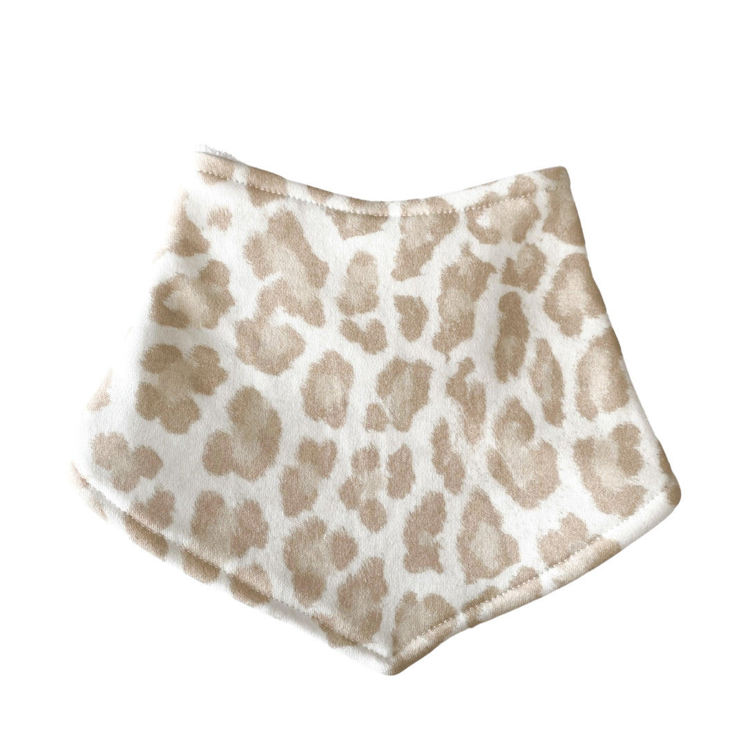 Organic Cotton Knit Neutral Cheetah Print Bib