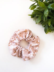Pink and White Floral Scrunchie
